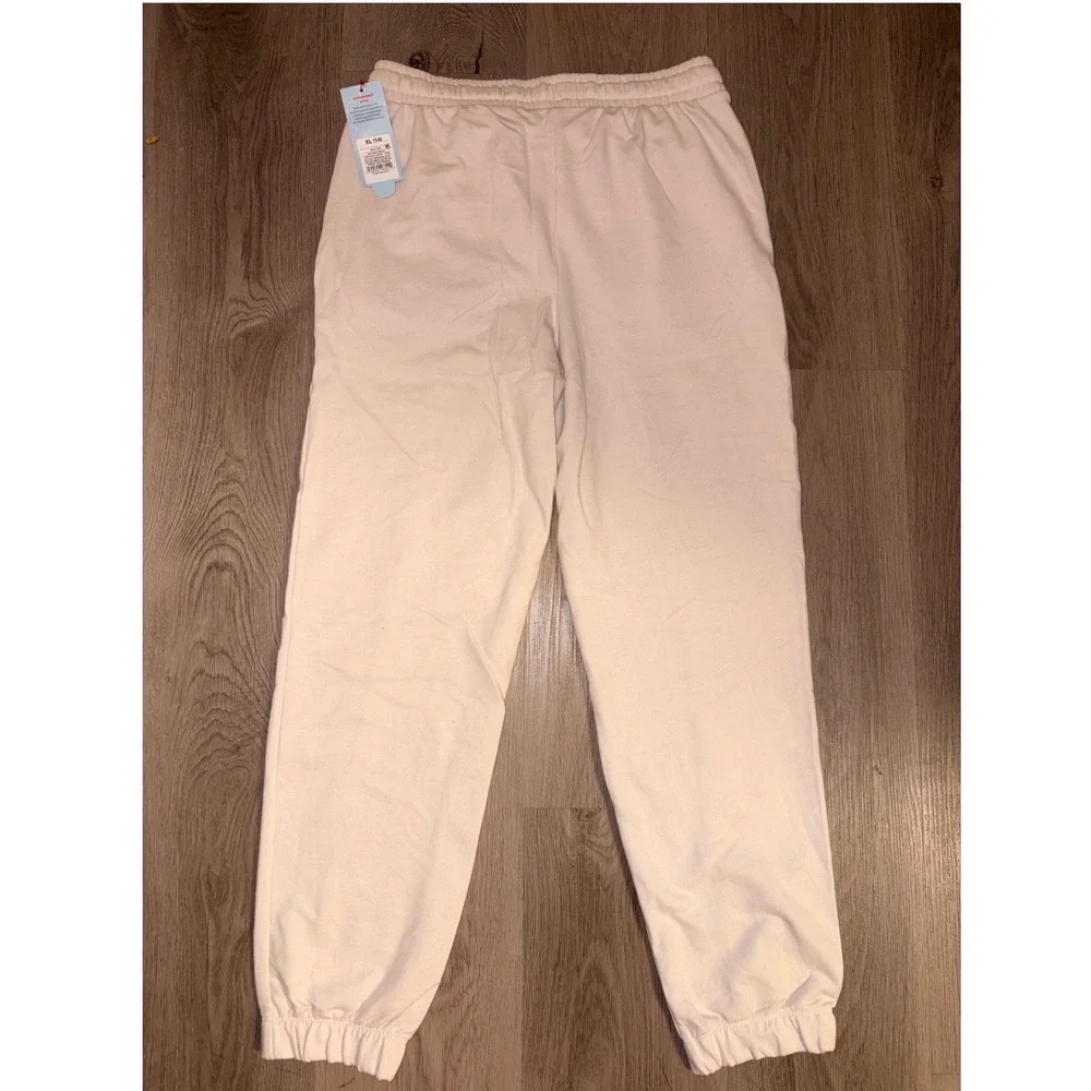 Cat & Jack Girls XL 14 Cream Pintuck Jogger Sweatpants NWT Off White Pockets